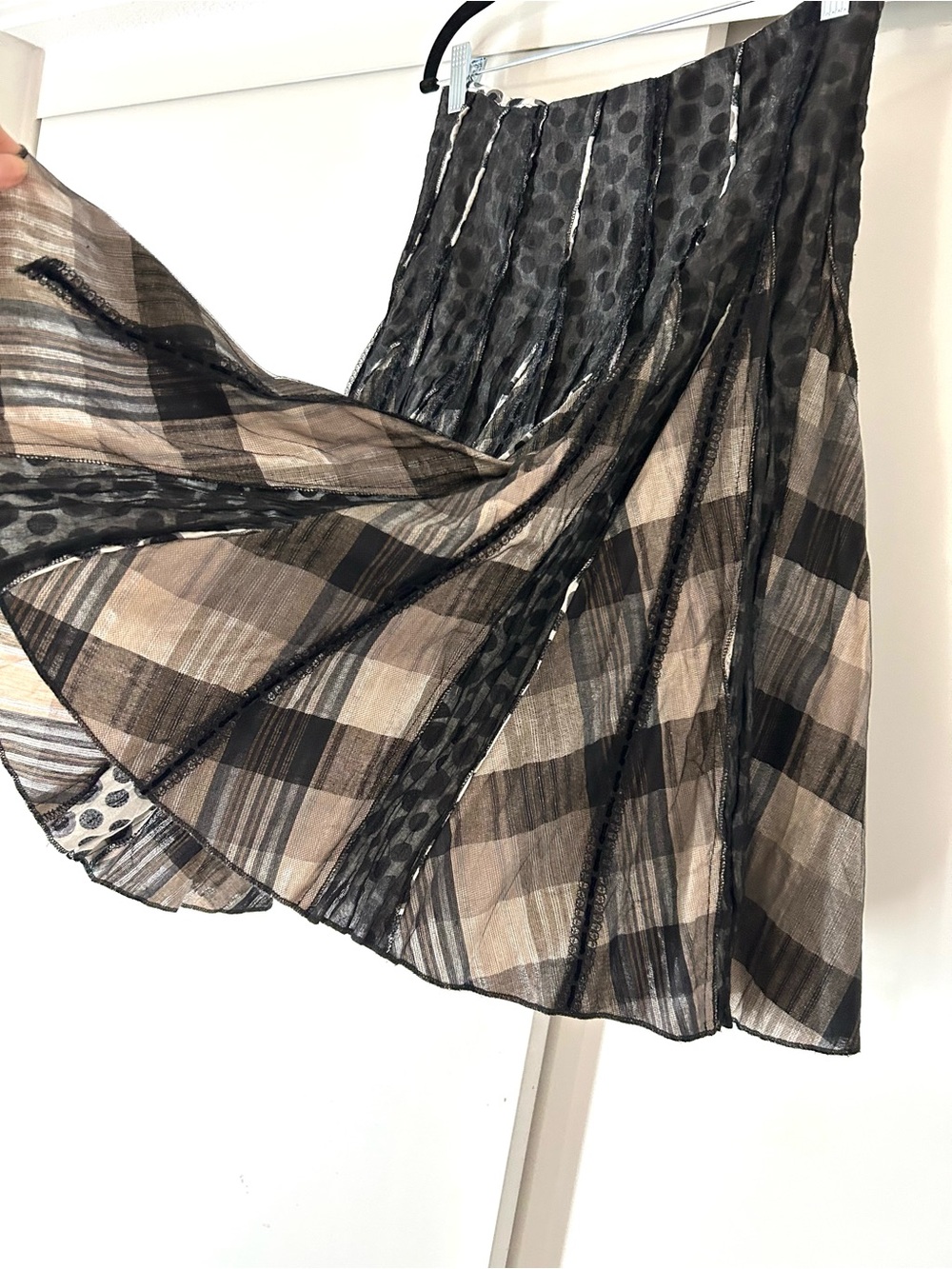 Hazel Black and White Plaid /Swing Pleated Circle Skirt - Picture 3 of 13